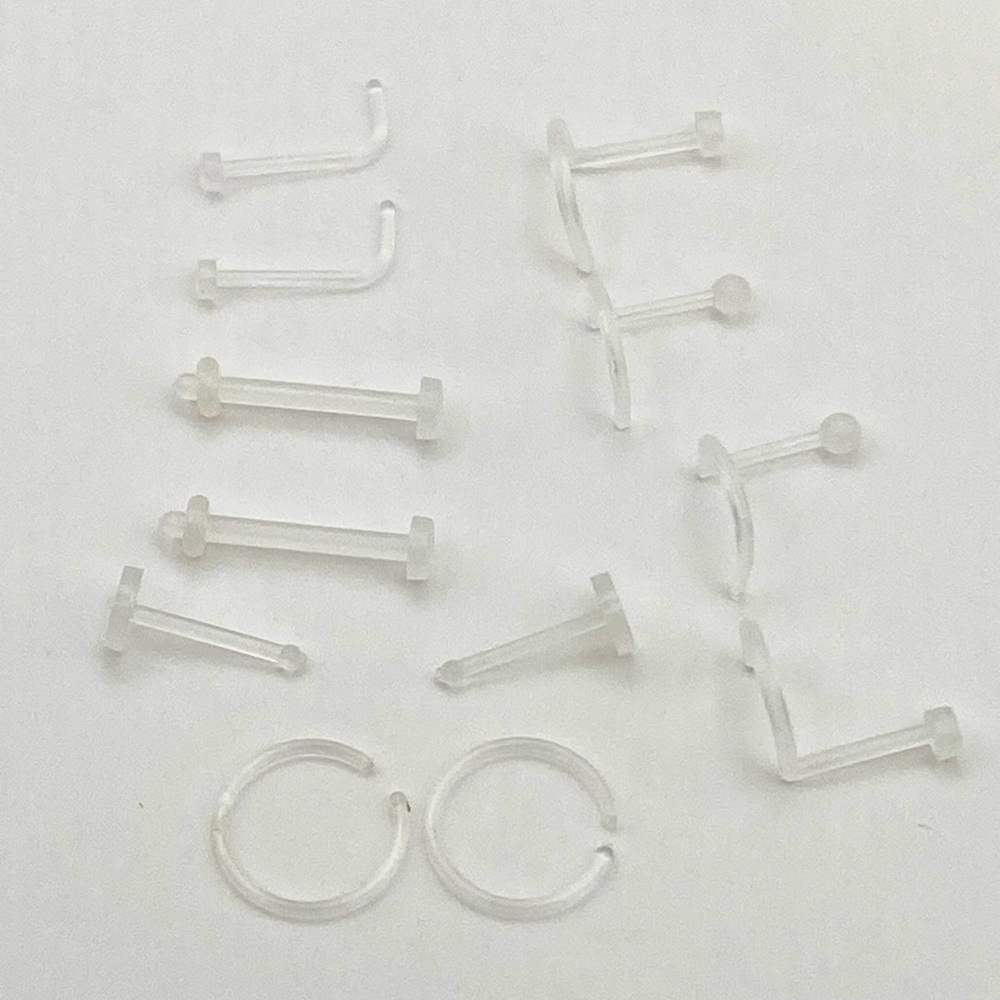 NWOT clear soft plastic earrings nose hoop septum cartilage work X-ray surgery